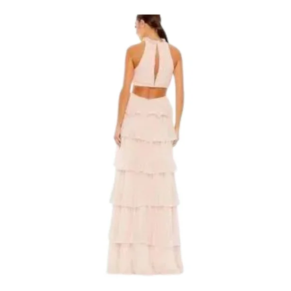 Mac Duggal Maxi Dress Size 6 Pink Ruffled - Picture 6 of 9